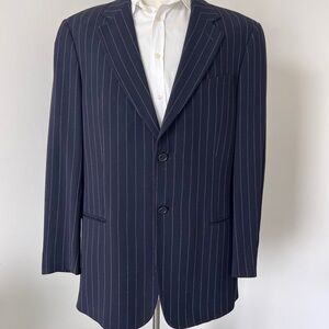 Armani Collezioni dark blue suit with Pinstripe Pattern